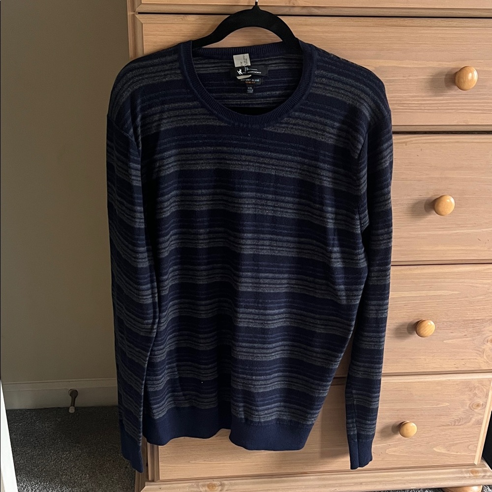 Marc Anthony Men's Dark Blue Striped Crewneck Sweater
